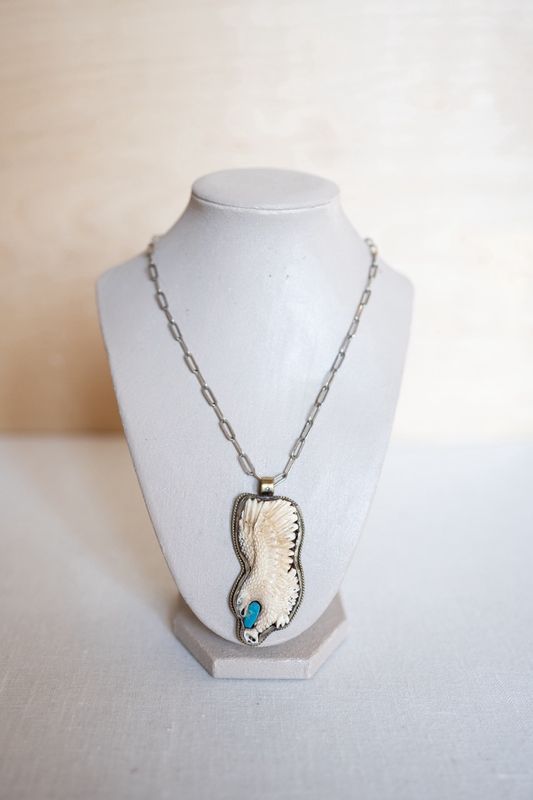 Bone Eagle Turquoise Pendant