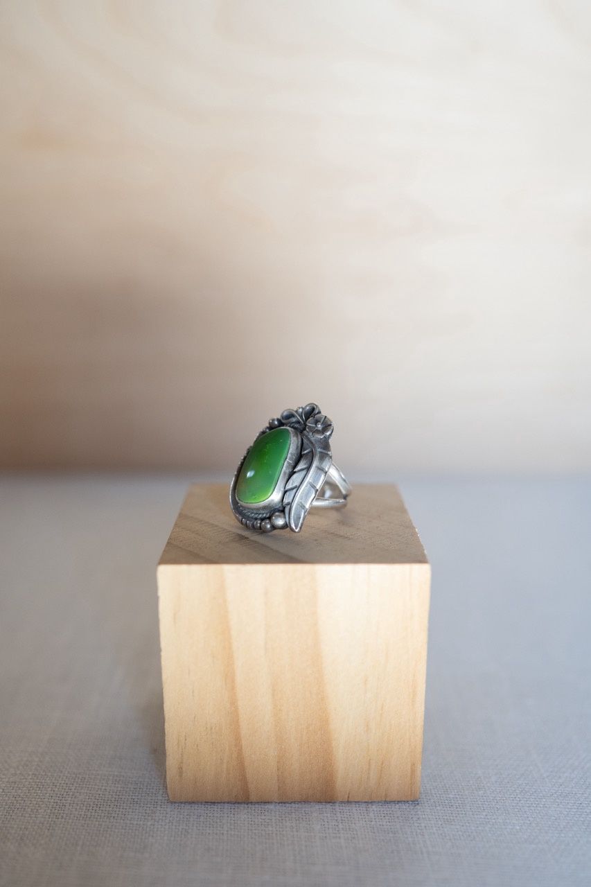 Yellow Larch Manhattan Green Turquoise Ring
