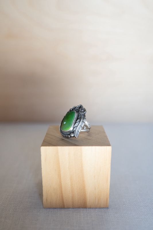 Yellow Larch Manhattan Green Turquoise Ring