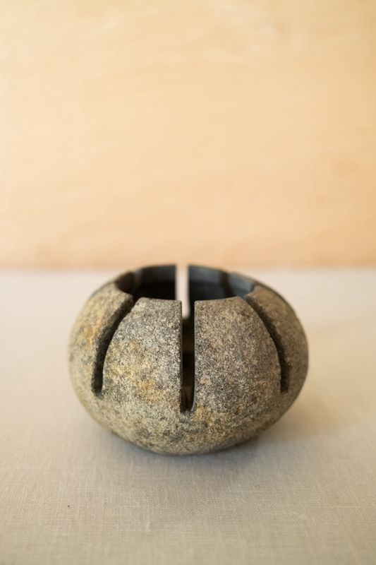 River Stone Slotted Candle Holder