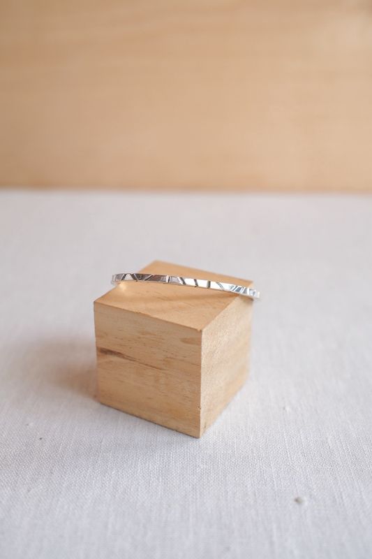 Geometric Cuts Cuff in Sterling Silver