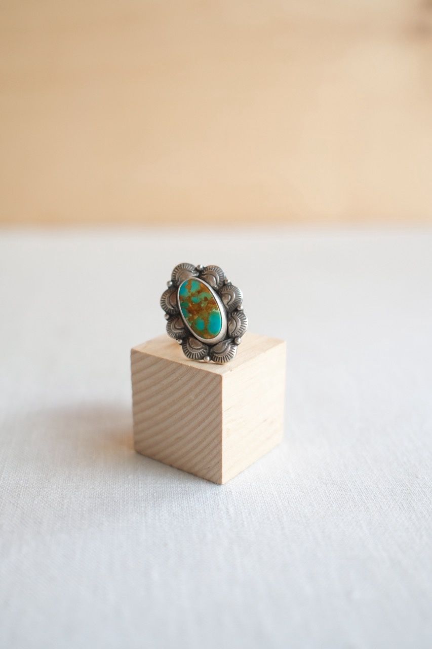 Yellow Larch Royston Turquoise Medalion Ring