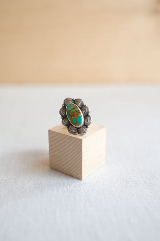Yellow Larch Royston Turquoise Medalion Ring