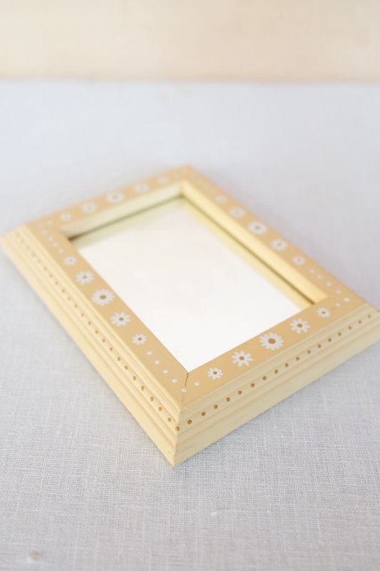 Small Yellow Hand Painted Mirror 5”x6.5”