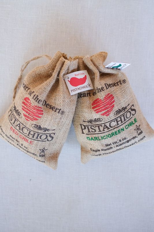 Chile Pistachios in Burlap Sack