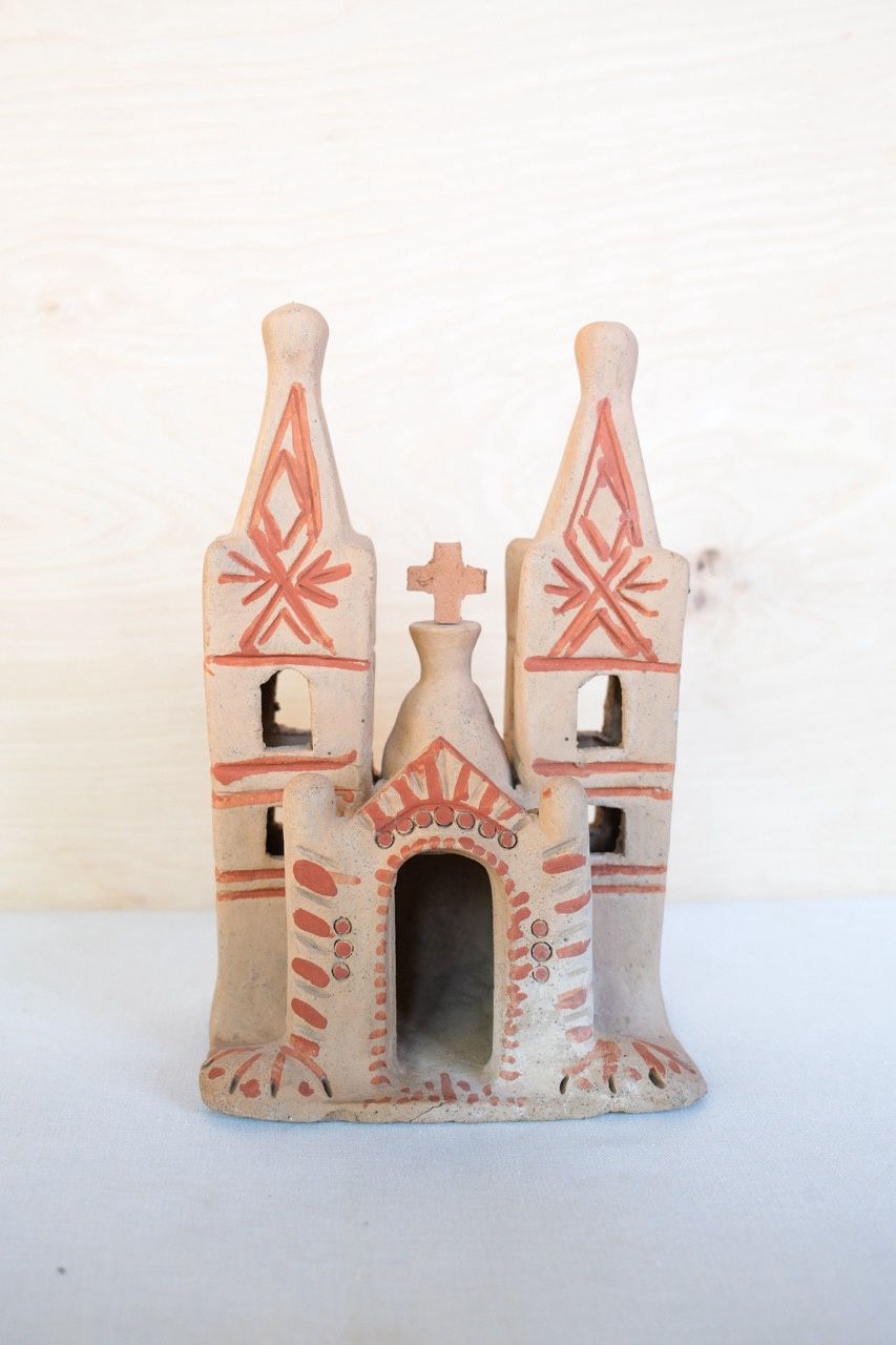 Mexican Folk Art Terracotta Church, Size: Large