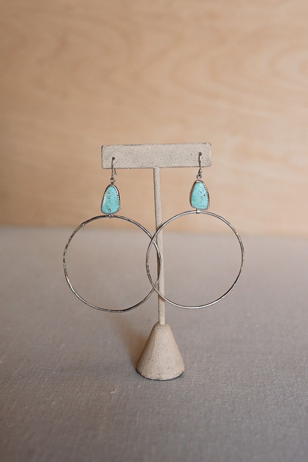 Turquoise Dangle Hoop Earrings / Sterling