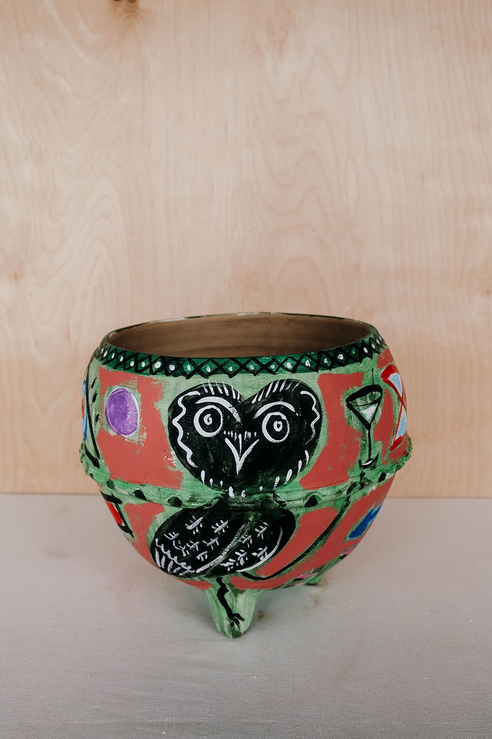 Green Pot with Owl and Ladder