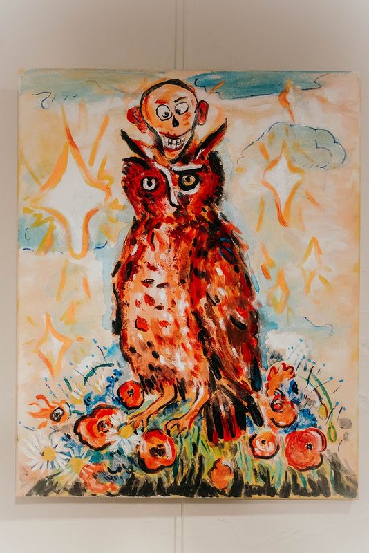 Owl on a Bed of Desert Flowers