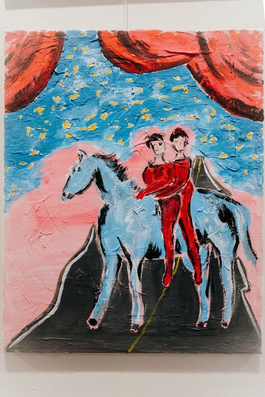 Two Boys on a Blue Horse