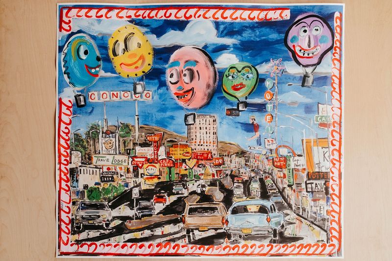 Route 66 Print Large Embellished