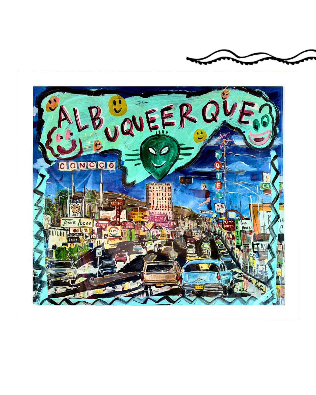 Route 66 Print Small Embellished, Style: Albuquerque