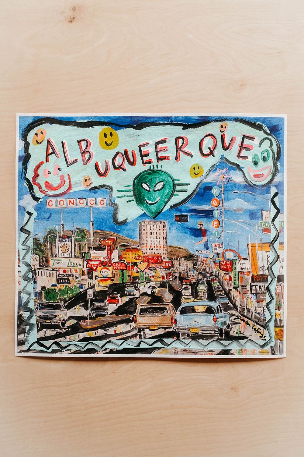 Route 66 Print Small Embellished, Style: Albuquerque