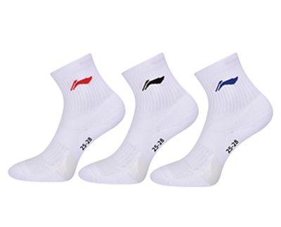 Li-Ning Men&#39;s Badminton Socks 3PK (White)