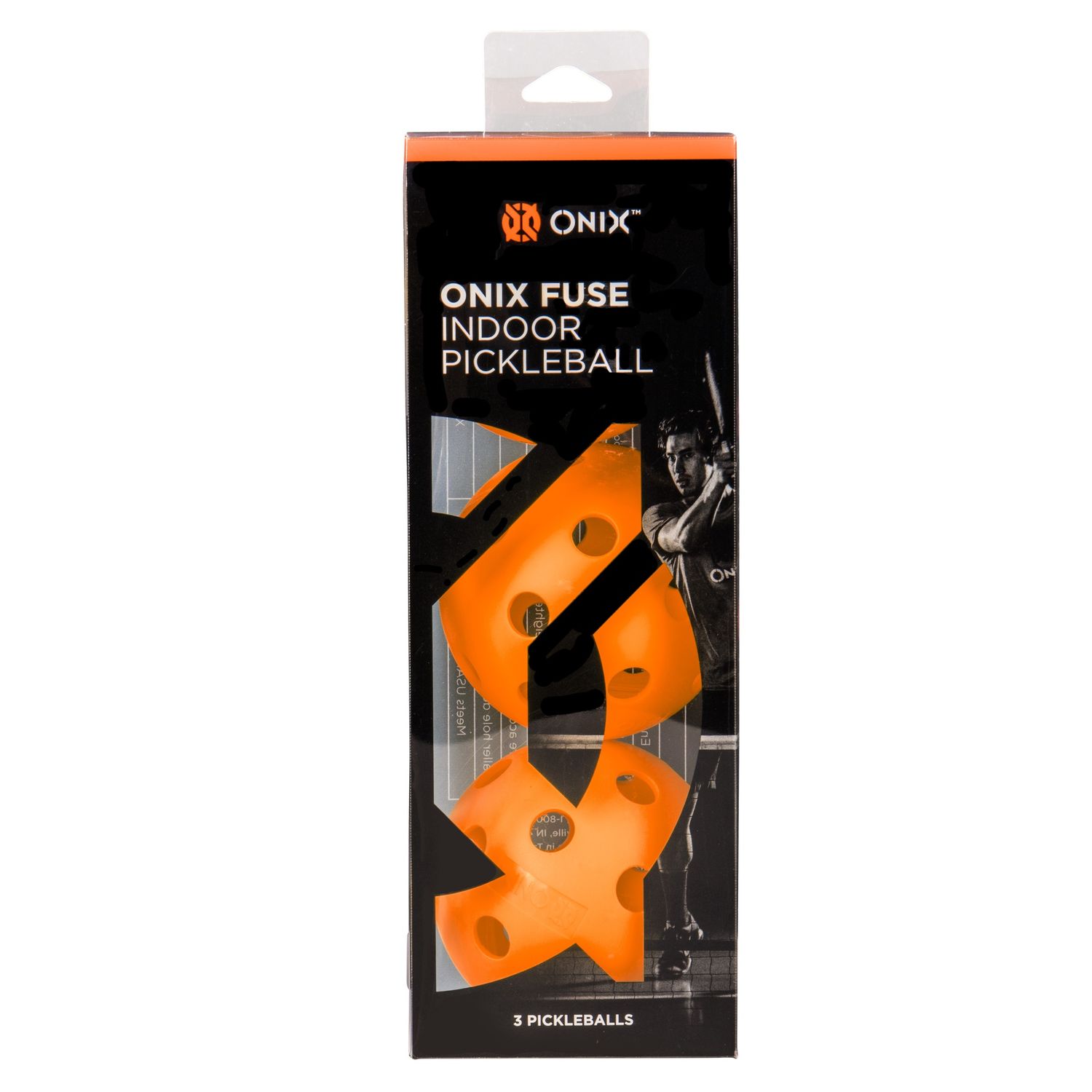 Onix Fuse Indoor Pickleball ball - 3 Pack (Orange)