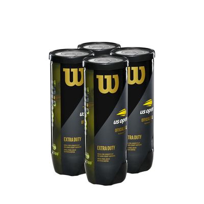 Wilson Us Open Extra Duty 4 Pack (3 Balls Per Can)