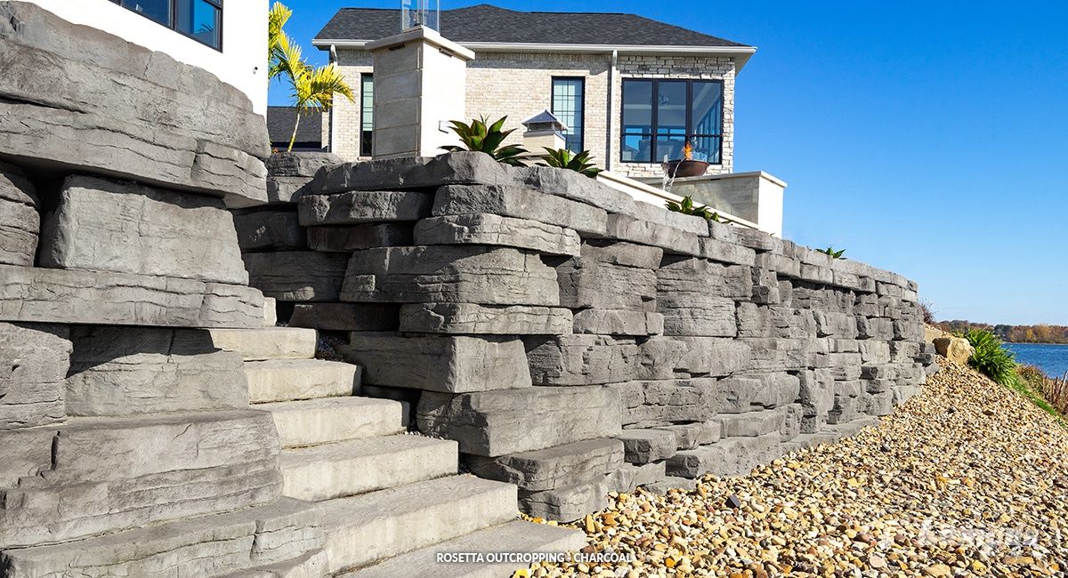 Rosetta Outcropping Corner, Color: Charcoal, Size: Various 2&#39;-6&#39;x6&quot;