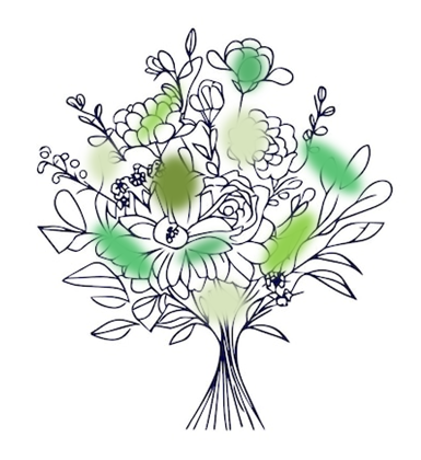 Inspiration florale dans les tons blanc-vert