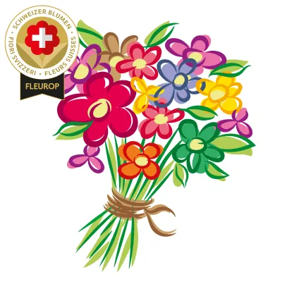 Bouquet de saison avec des fleurs suisses