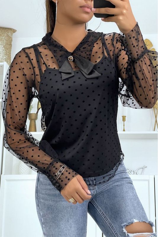 Blouse noire plumetis