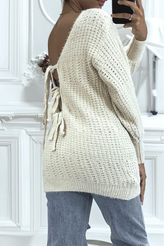 Pull dos nu beige