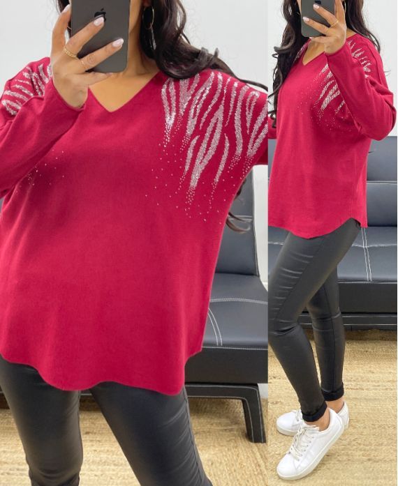 Pull maille sans couture  strass