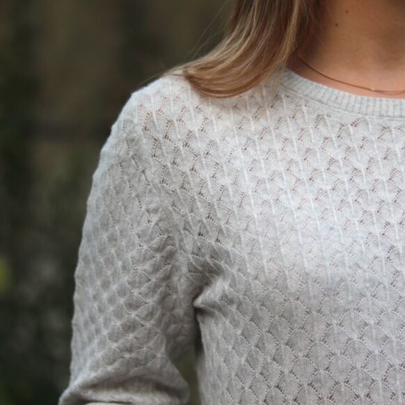 Le Pull Ajouré Mérinos Cachemire Gris Arctique