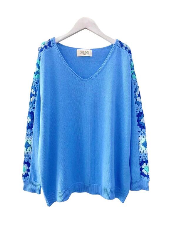 Taille unique 100% coton Pull avec manche crochet