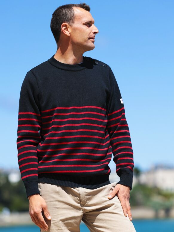 ERQUY BLEU MARINE RAYE ROUGE