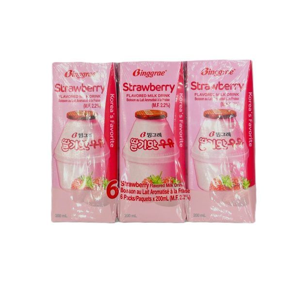 Binggrae Strawberry Flavoured Milk Drink 200mlx6