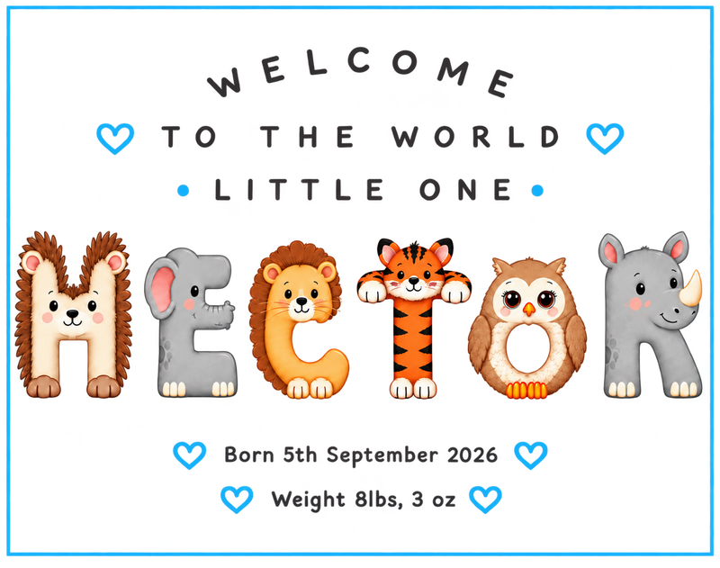 Personalised Birth Celebration Card — PNG Digital Download