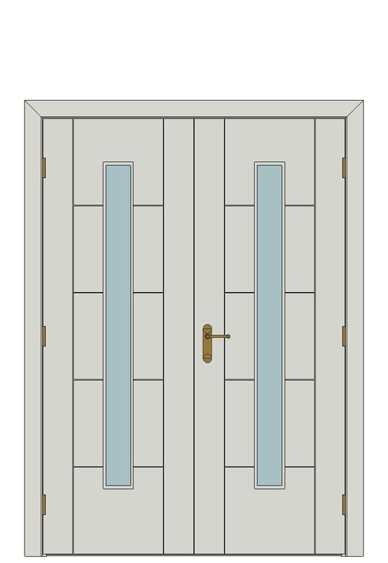 Double doorset — Dominion White Glazed Internal Door — Double hinged — Primed White