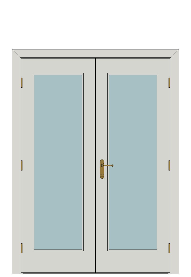 Double doorset — Cottage 1 Light White Glazed Internal Door — Double hinged — Primed White Grained