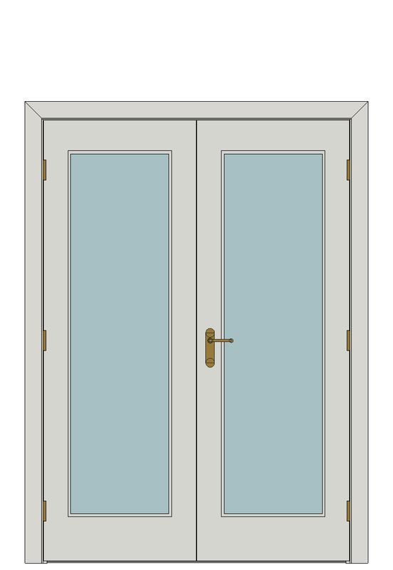 Double doorset — Cottage 1 Light White Glazed Internal Door — Double hinged — Primed White Grained