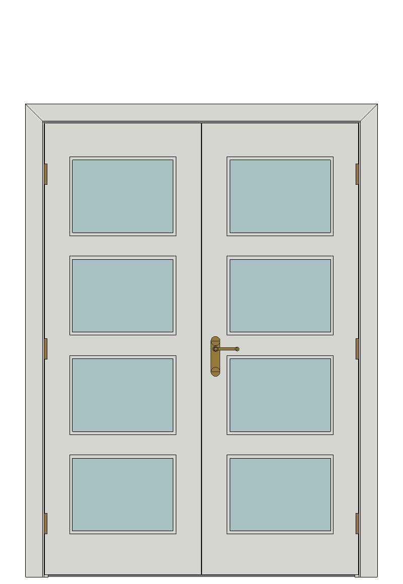 Double doorset — Cayman White Glazed Internal Door — Double hinged — Primed White