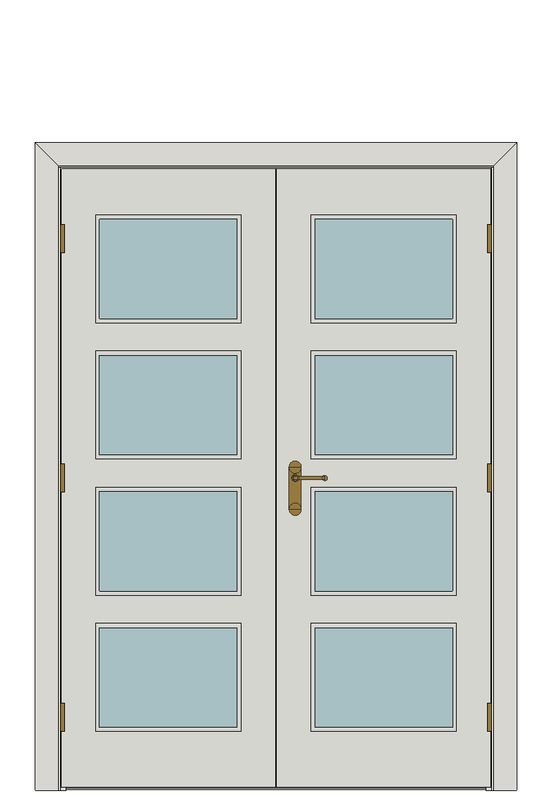 Double doorset — Cayman White Glazed Internal Door — Double hinged — Primed White