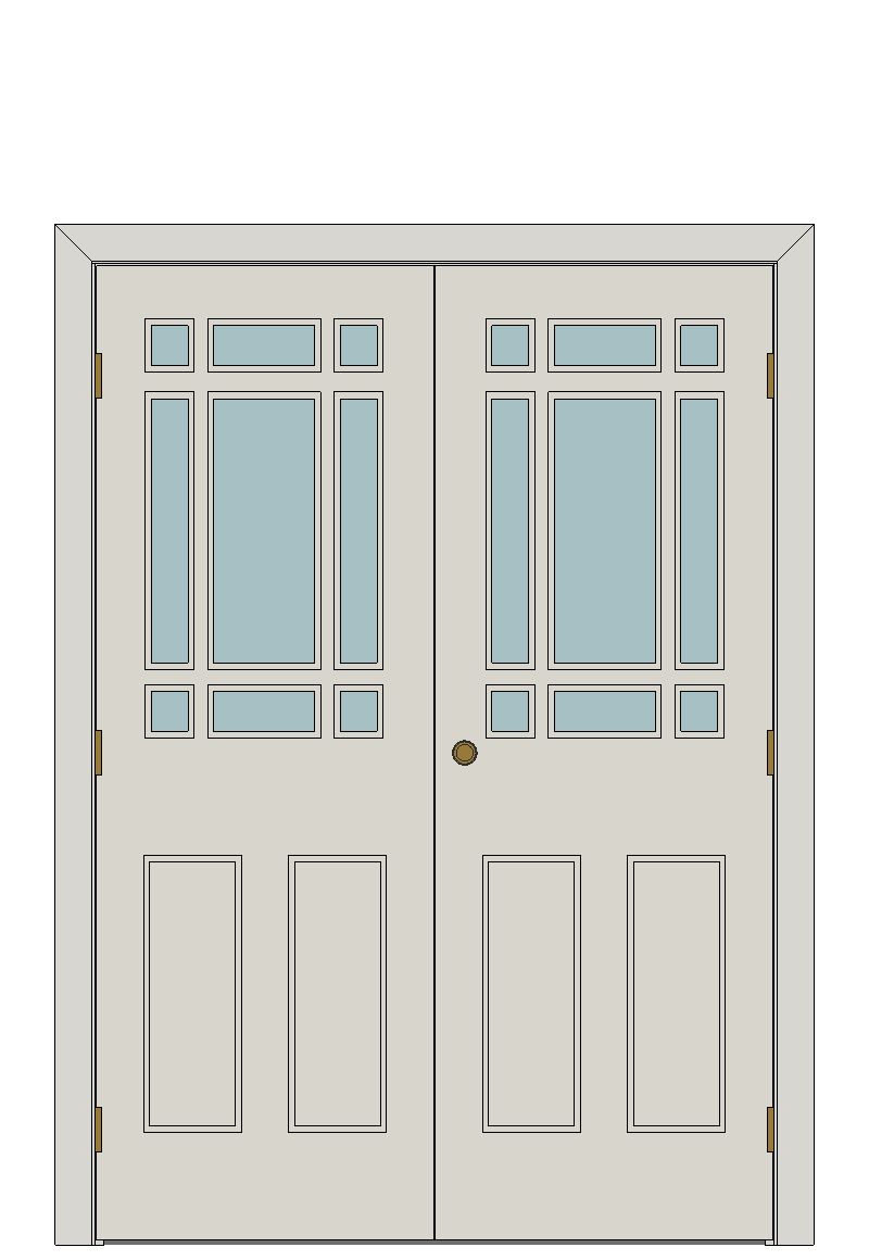 Double doorset — White Downham Glazed 9 Light â€” White primed — Double hinged — White primed