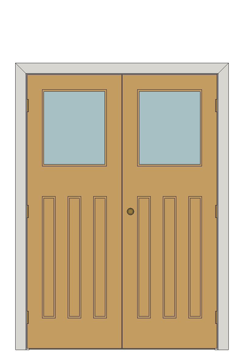Double doorset — Traditional Oak Internal Doors - 1930's Unglazed â€” Unfinished oak — Double hinged — Unfinished oak