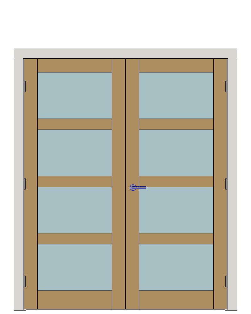 Double doorset — Contemporary four-lite — Double hinged — White or light oak (bespoke options)