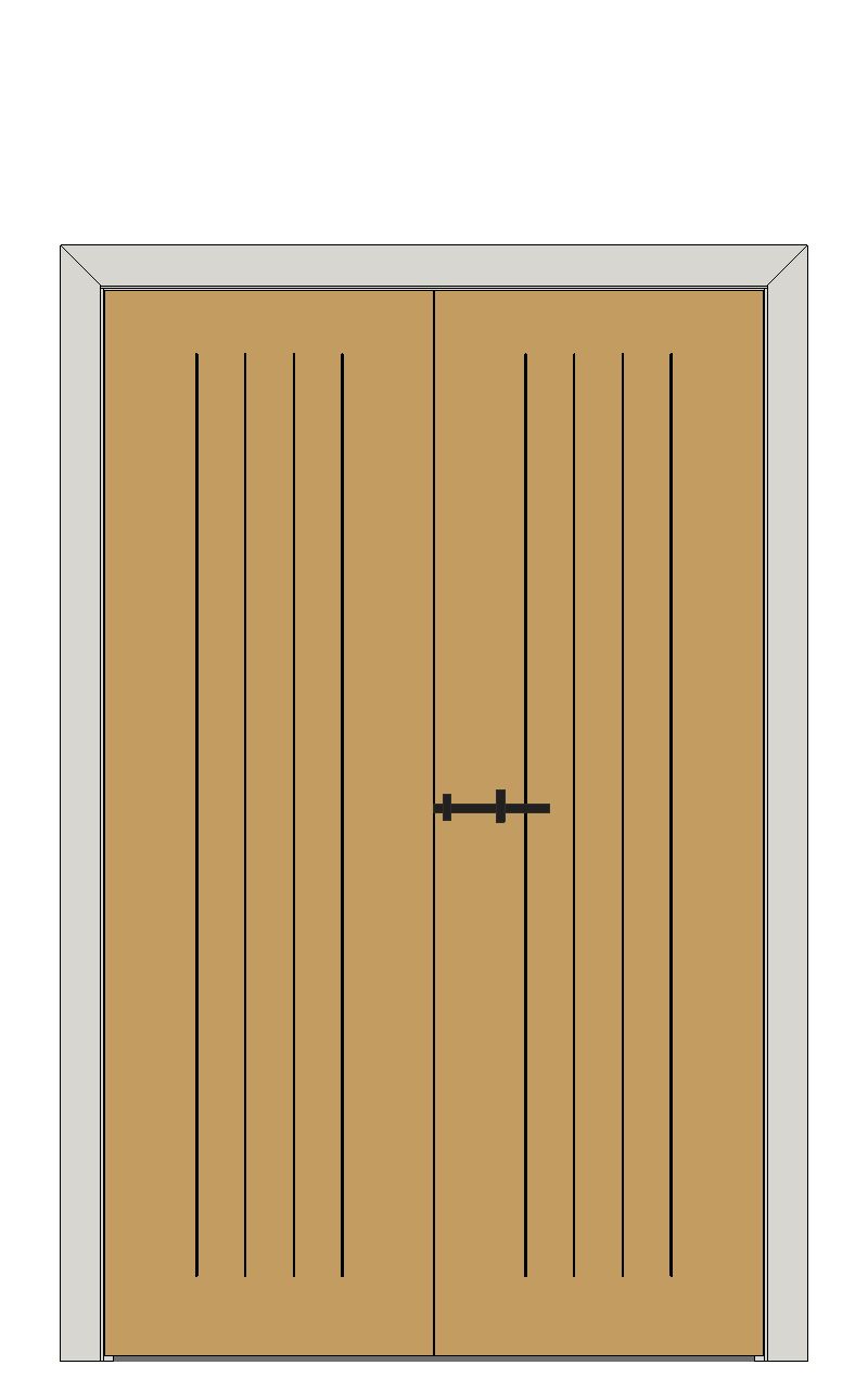 Double doorset — Framed Ledged and Braced Oak Doors â€” Unfinished oak — Double hinged — Unfinished oak
