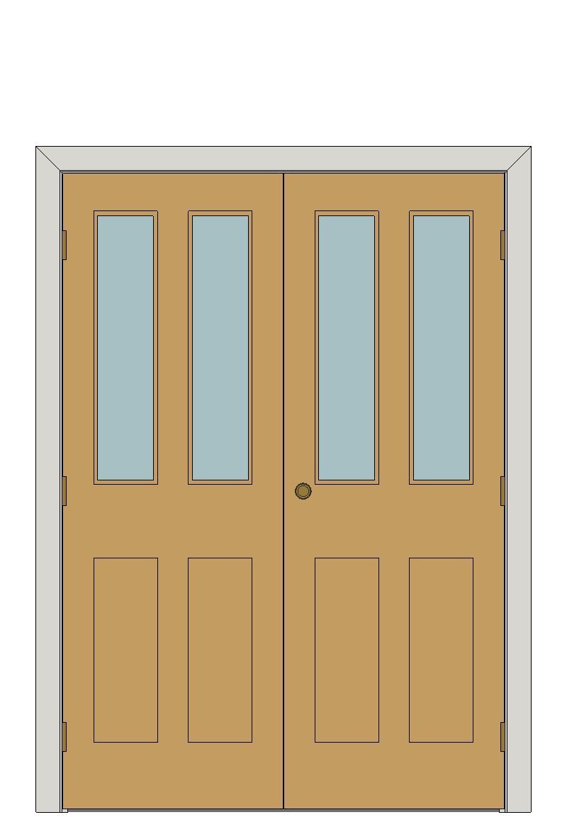 Double doorset — Oak Shaker Glazed Door â€” Unfinished oak — Double hinged — Unfinished oak
