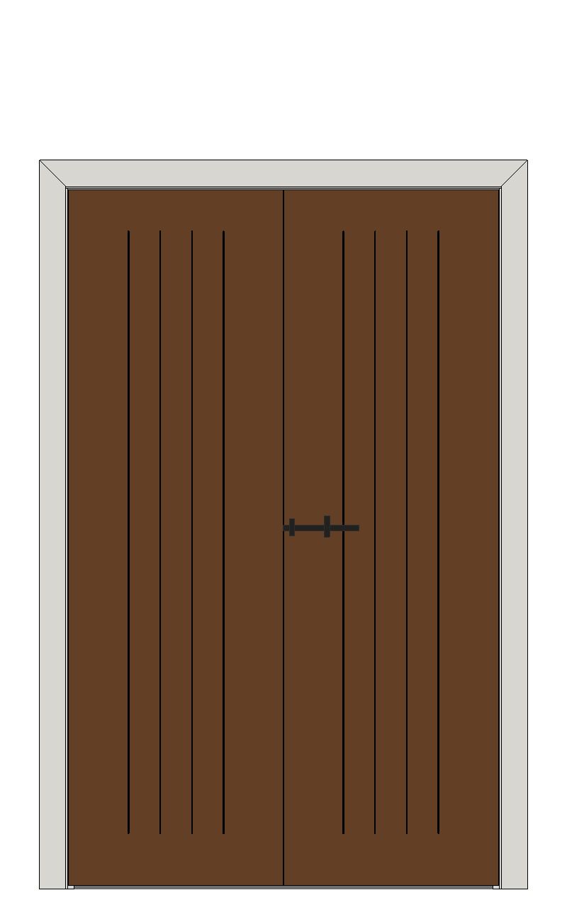 Double doorset — Framed Ledged and Braced Oak Doors â€” Dark oak finish on oak — Double hinged — Dark oak finish on oak