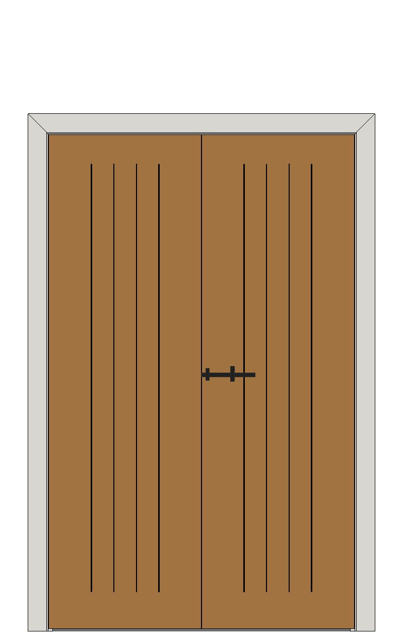 Double doorset — Framed Ledged and Braced Oak Doors â€” Mid oak finish on oak — Double hinged — Mid oak finish on oak