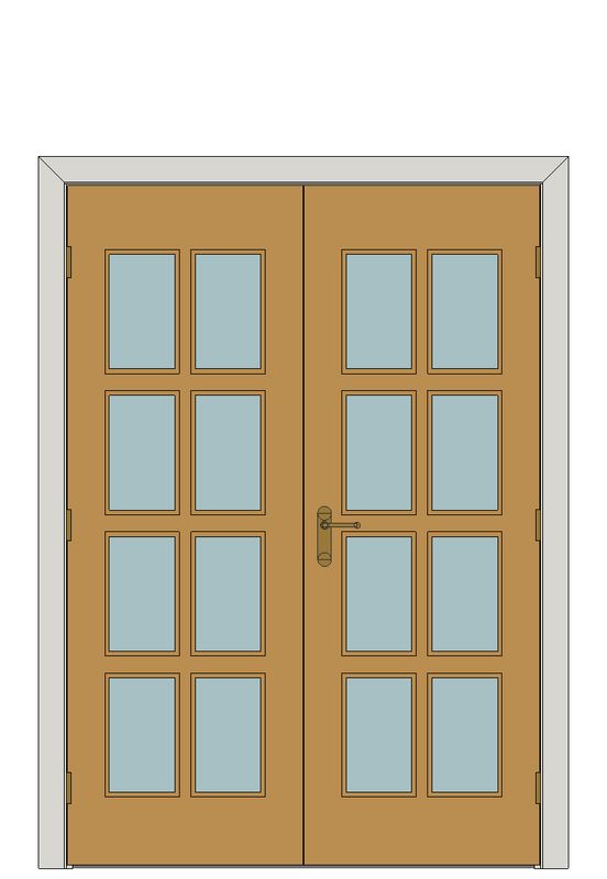 Double doorset — Royale 11-8V Oak Glazed Internal Door — Double hinged — Unfinished Oak