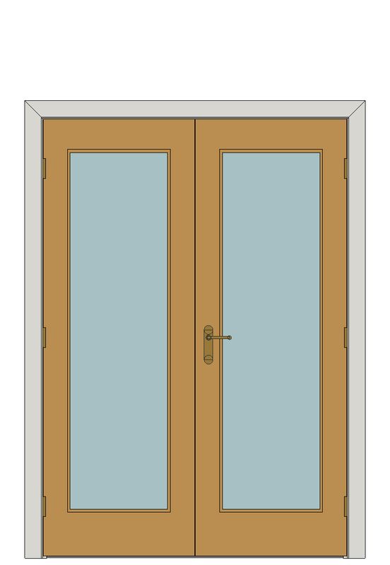 Double doorset — Royale VT5 Oak Glazed Internal Door — Double hinged — Prefinished Oak