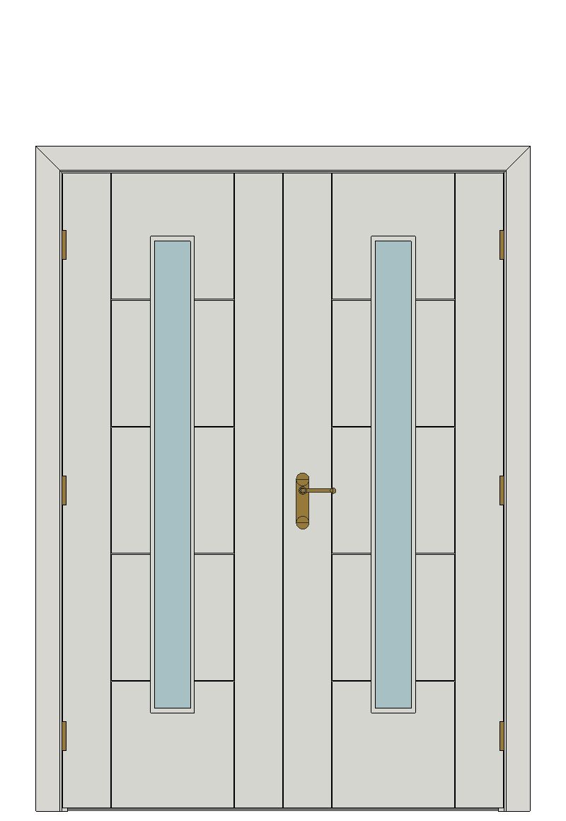 Double doorset — Linea Glazed White Internal Door — Double hinged — Prefinished White