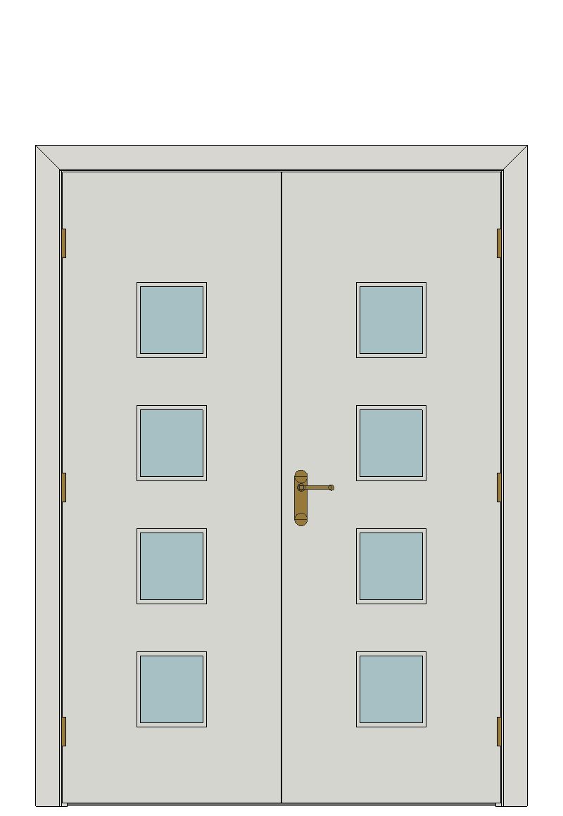 Double doorset — Quattro Glazed White Internal Door — Double hinged — Primed White