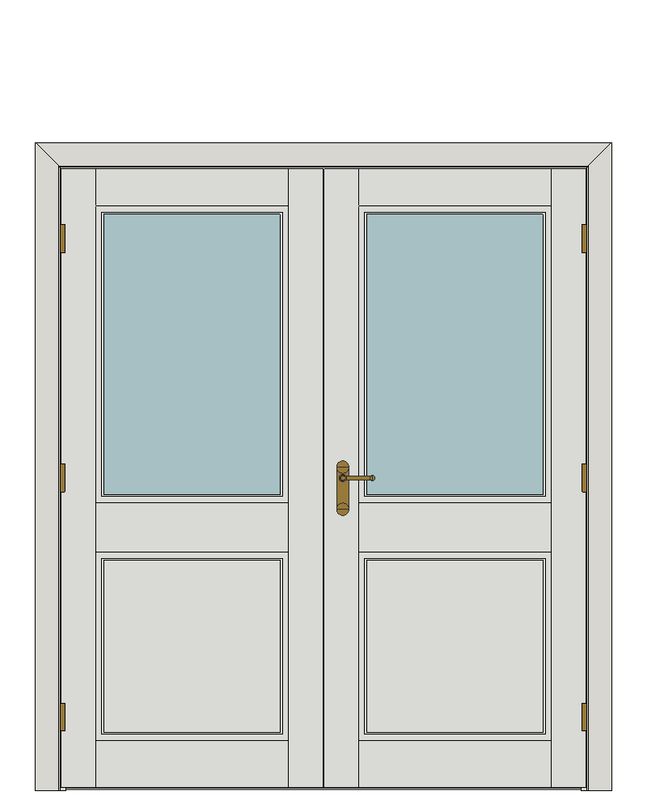 Double doorset — Balmoral Smooth 1Lite — Double hinged — White primed