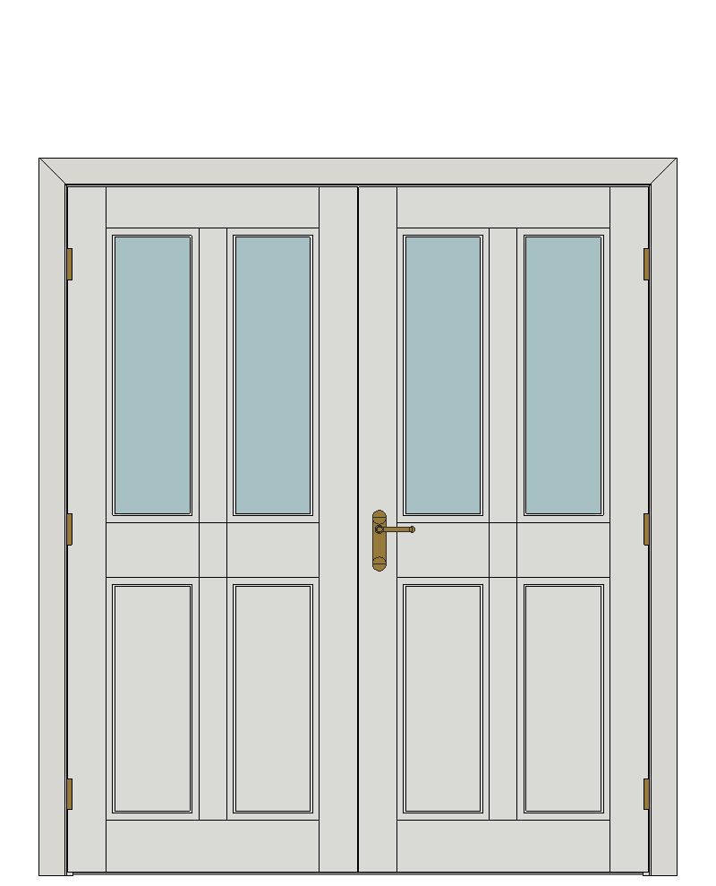 Double doorset — Harberton Smooth 2Lite — Double hinged — White primed