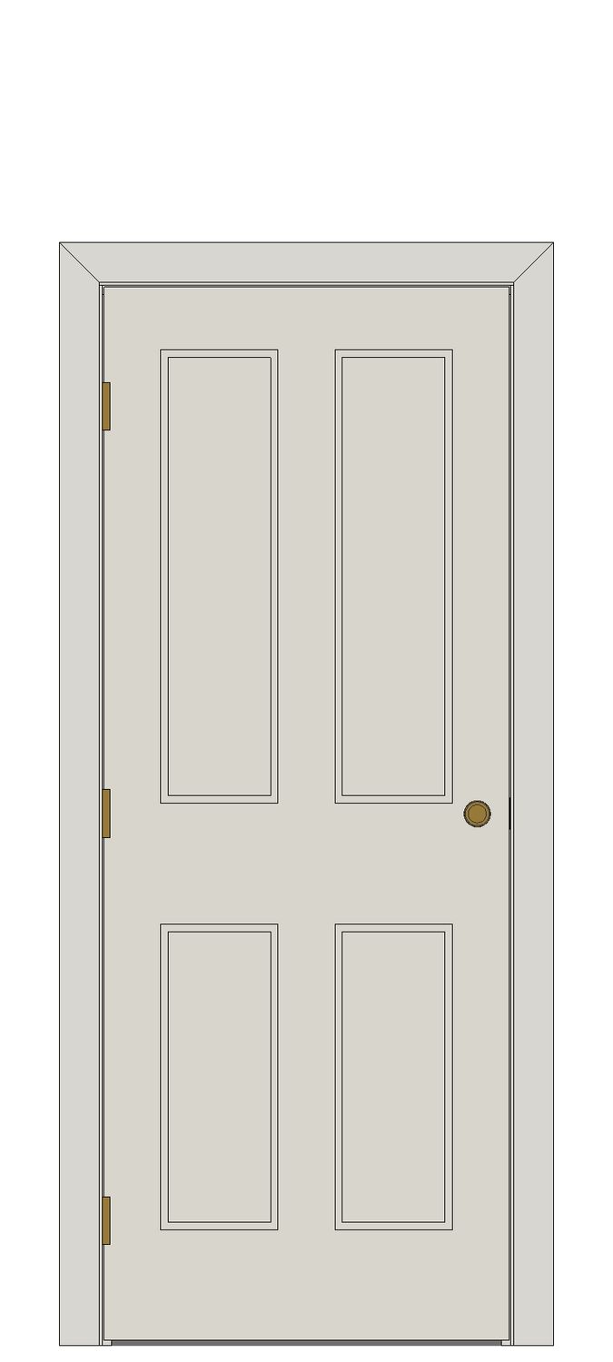 Nostalgia 4 Panel Primed Internal Door â€” White primed — Hinged — White primed